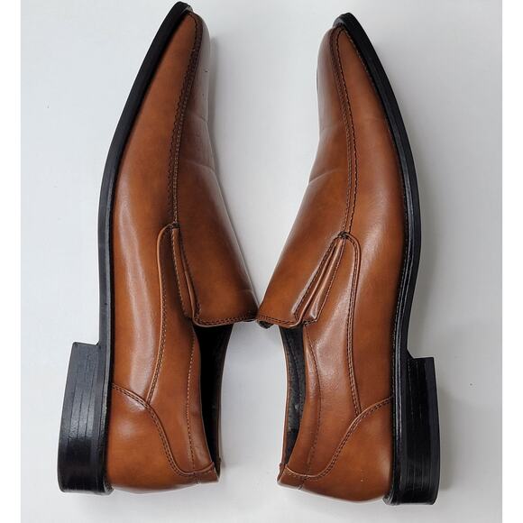 Bonafini Mens 12M Dress Shoes Brown Leather Slip On Square Toe Career Office main image 6